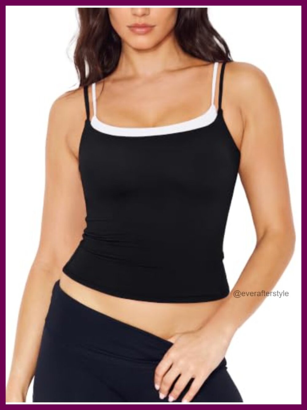 Double Layered Tank Top Square Neck Spaghetti Strap Slim Fit Summer Y2K Cami